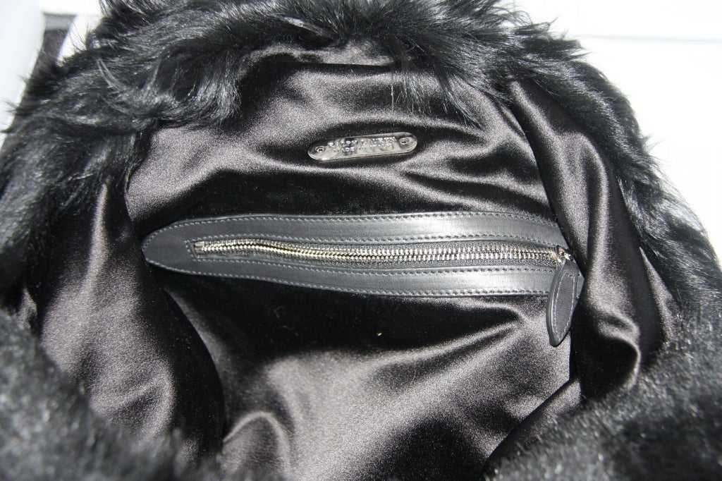 Ralph Lauren Black Fur Handbag In Excellent Condition For Sale In West Palm Beach, FL
