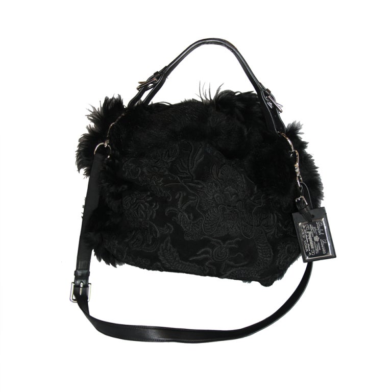 Ralph Lauren Black Fur Handbag For Sale