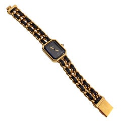 Chanel Gold And Black Chain Watch