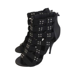Balmain Silver Studded Caged Heel