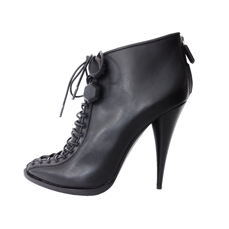 Givenchy Black Lace-up Heel Ankle Bootie