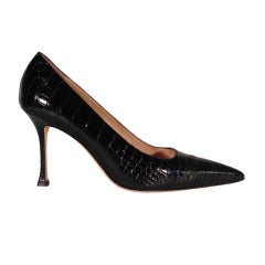 Manolo Blahnik Black Croc Shoes at 1stDibs