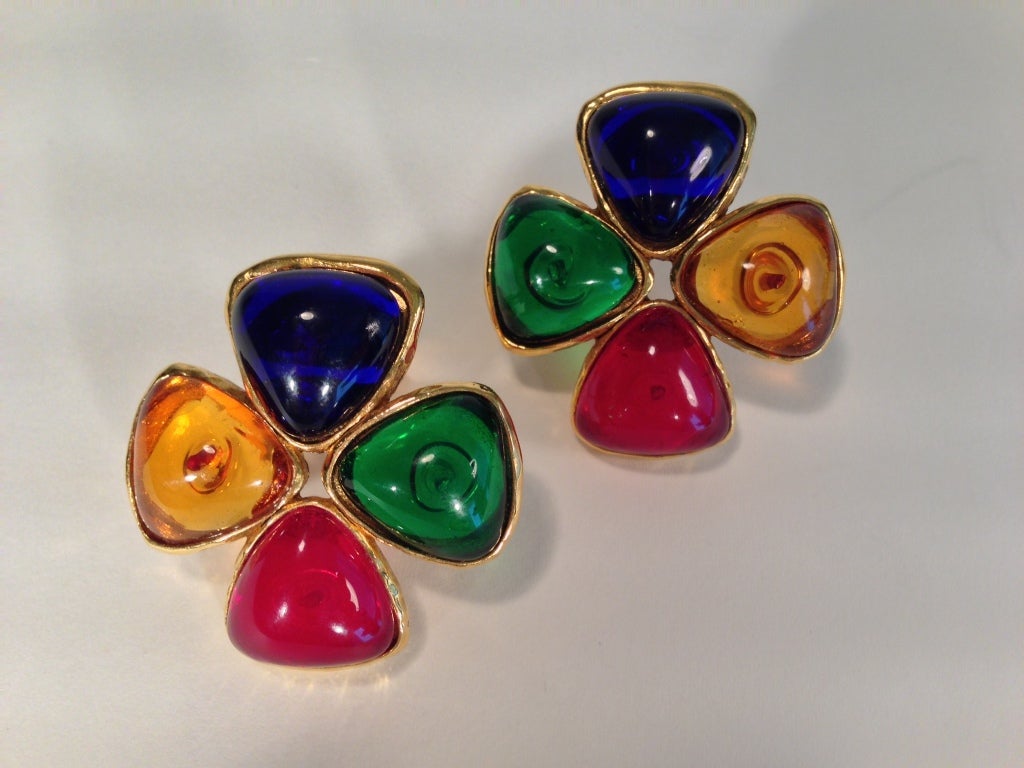 Chanel stained glass cuff and earrings at 1stdibs