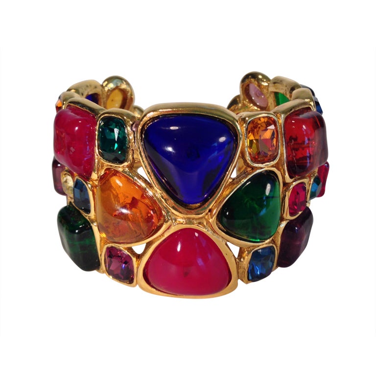 Chanel stained glass cuff and earrings at 1stdibs