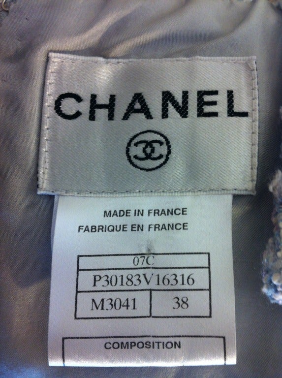 Women's Chanel Light Blue Tweed Dress