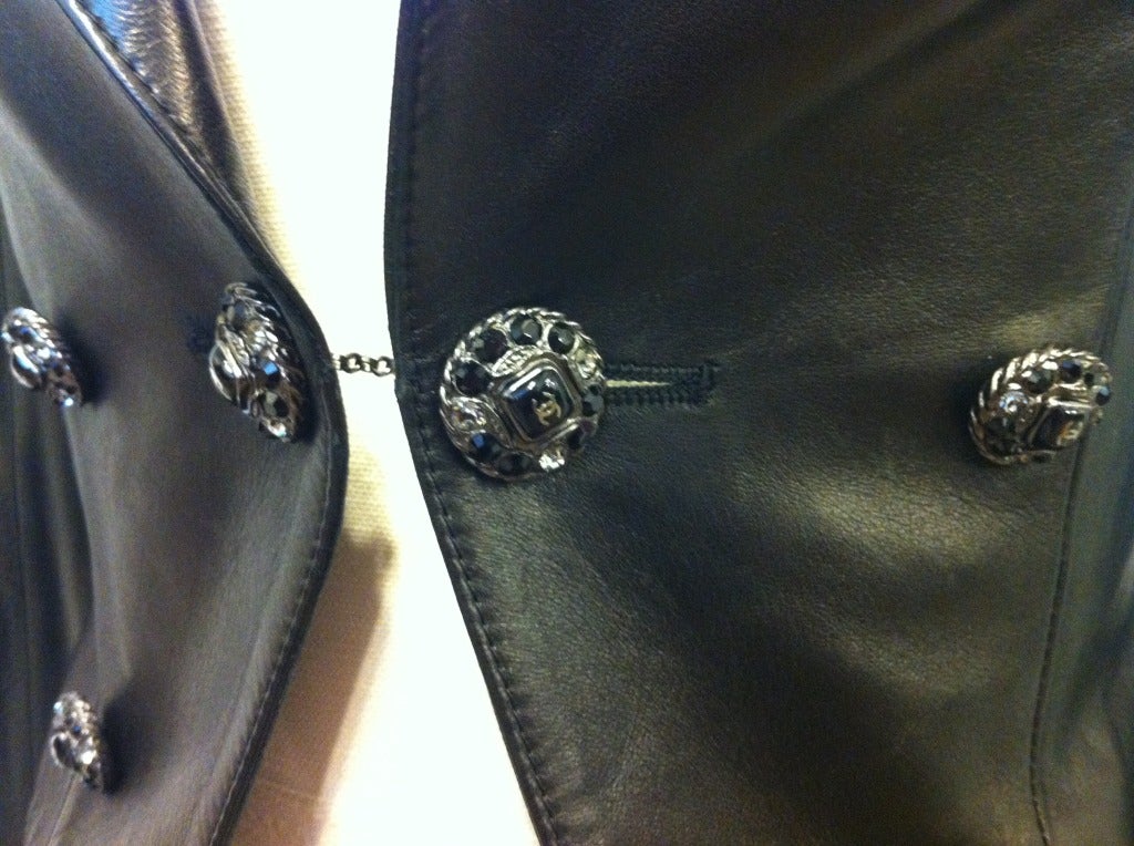 Chanel Cropped Black Leather Jacket 2