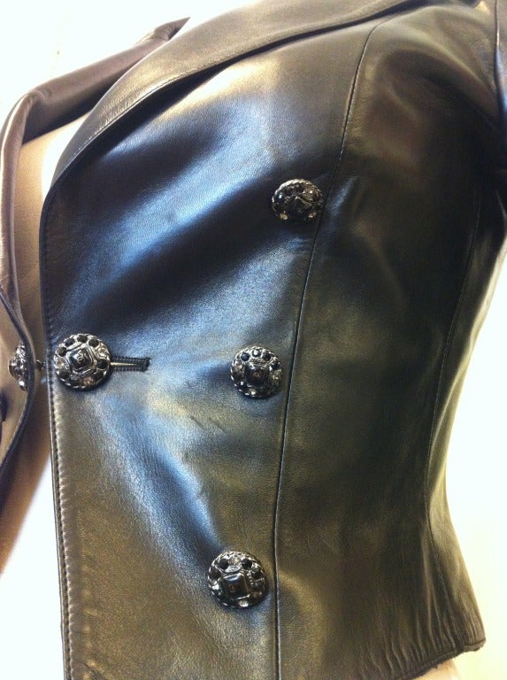 Chanel Cropped Black Leather Jacket 6