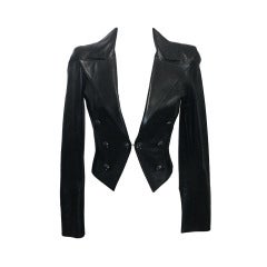 Chanel Cropped Black Leather Jacket