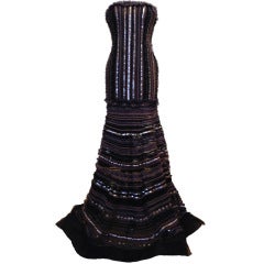 Carolina Herrera Strapless Metal Sequins Gown 6