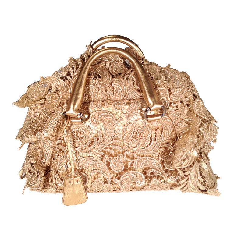 Prada Gold Lace Purse