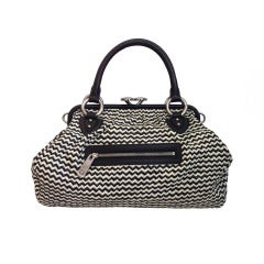 Marc Jacobs Black and White Woven Leather Carpet Bag