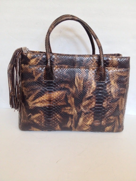 Chanel Large Brown Python Bag 1