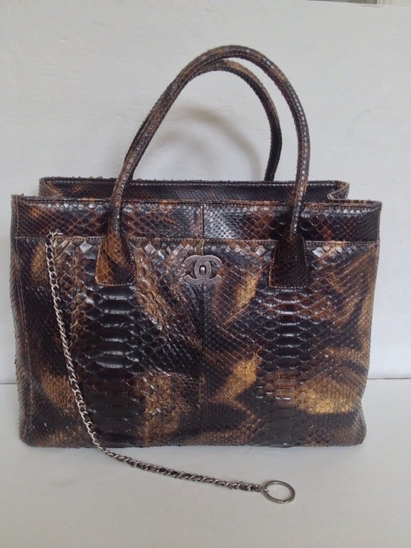 Chanel Large Brown Python Bag 5