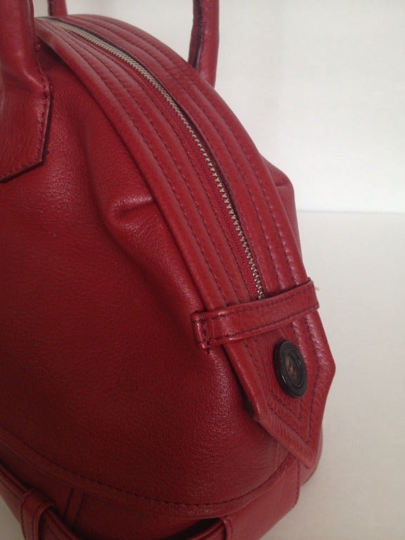Gaultier Red Leather Trench Bag In Excellent Condition For Sale In San Francisco, CA