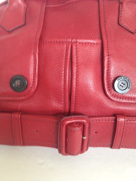 Gaultier Red Leather Trench Bag For Sale 1