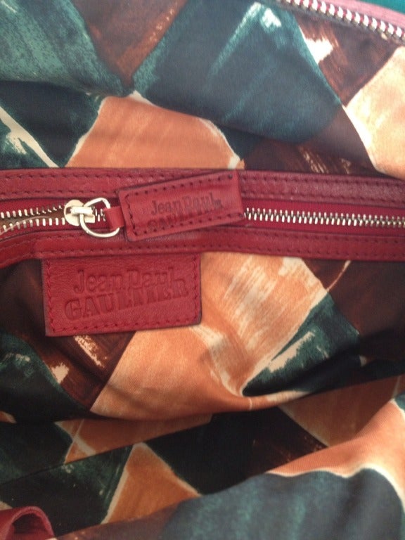 Gaultier Red Leather Trench Bag For Sale 2