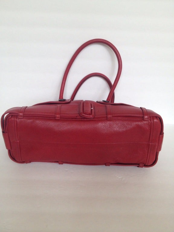 Gaultier Red Leather Trench Bag For Sale 3