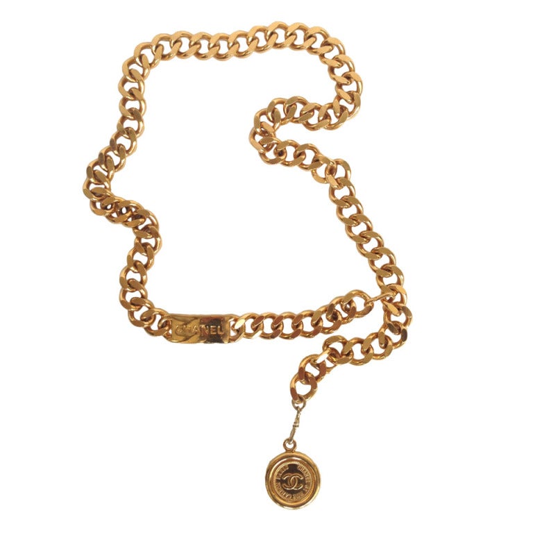 Chanel Gold Chain Belt with Coin Emblem at 1stdibs