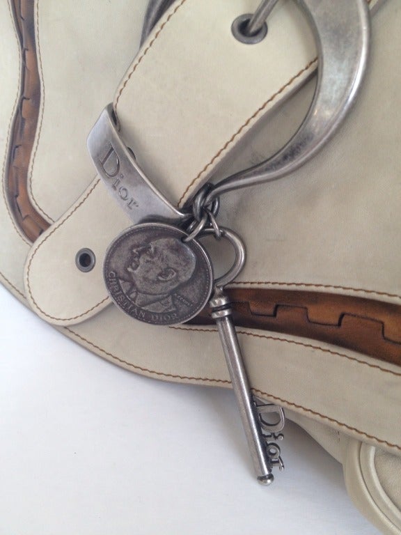 Dior Gaucho Ivory Leather Saddle Bag 1