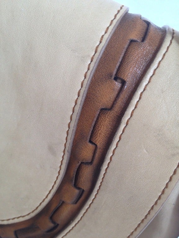 Dior Gaucho Ivory Leather Saddle Bag at 1stdibs