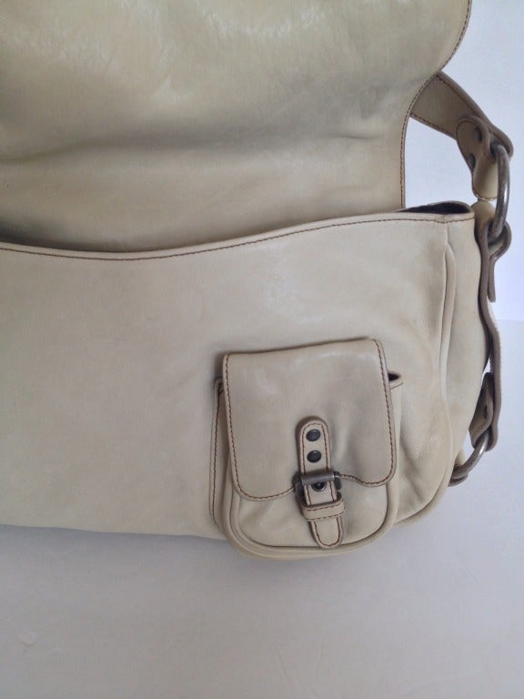 Dior Gaucho Ivory Leather Saddle Bag 3