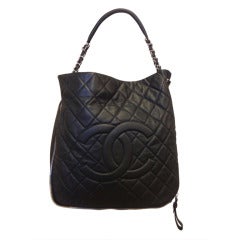 Chanel Large Quilted Black Leather Bag