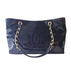 Chanel Black Patent Tote Bag