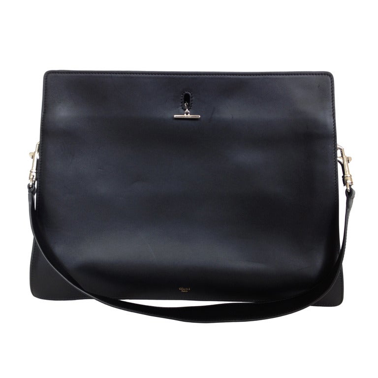 Celine Black Leather Handbag at 1stdibs