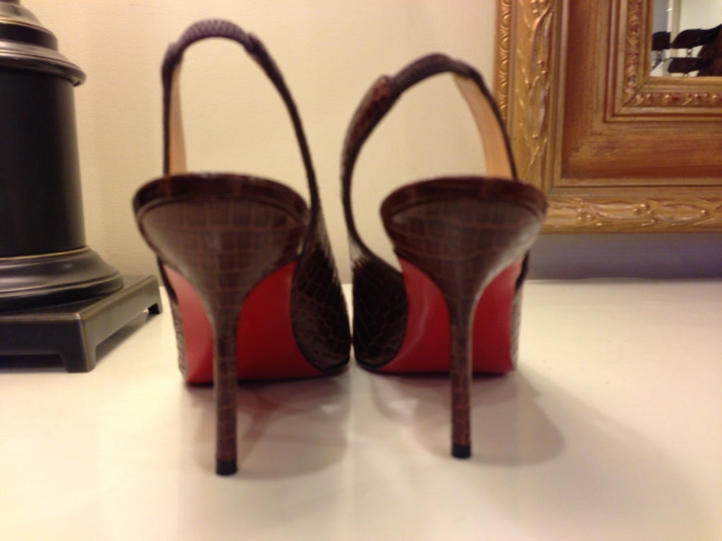 Christian Louboutin Brown Croc Slingbacks 1