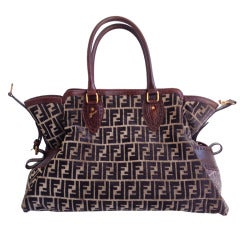 Fendi Woven Velvet Monogramed Tote Bag