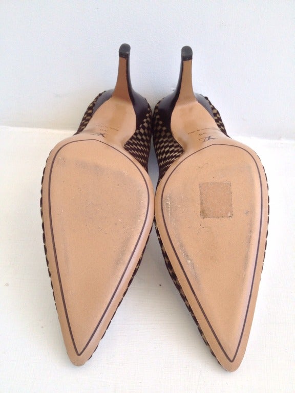 Women's Louis Vuitton Chocolate Velvet Checkered Heels
