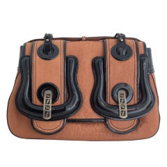 Fendi Caramel Leather and Black Patent Bag