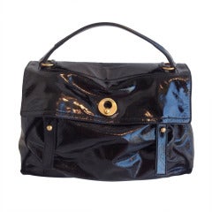 Yves Saint Laurent Black Patent "Muse II" Bag