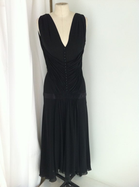 Chanel Pleated Black Gown at 1stdibs