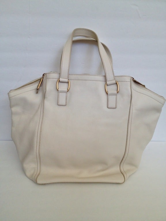 ysl white cloth handbag downtown  