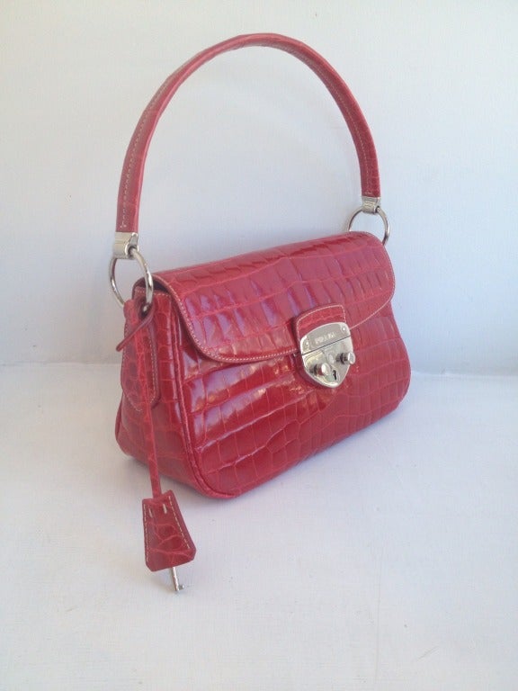 Prada Red Alligator Handbag at 1stdibs  