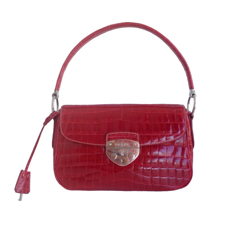 Prada Red Alligator Handbag at 1stdibs  