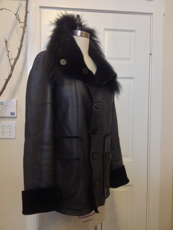 Issey Miyake Black Leather Jacket In Excellent Condition In San Francisco, CA