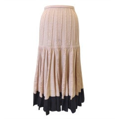 Chanel Powder Pink Tiered Knit Skirt with Black Hem