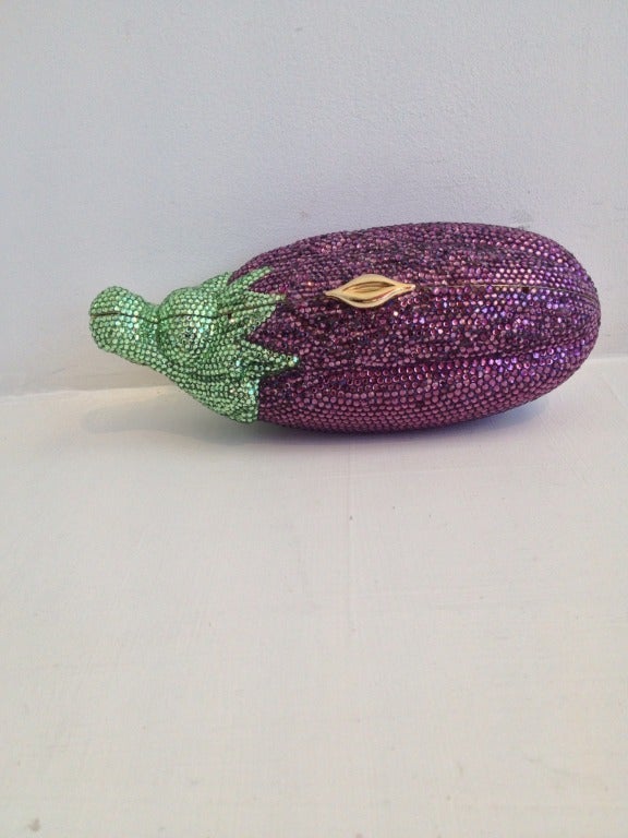Judith Leiber Swarovski Crystal Eggplant Clutch at 1stDibs judith