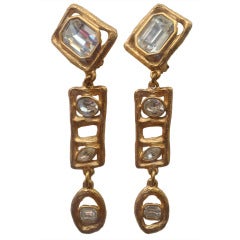 Vintage Daniel Swarovski Gold and Crystal Earrings