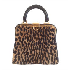 Christian Dior Leopard Print and Patent Handbag