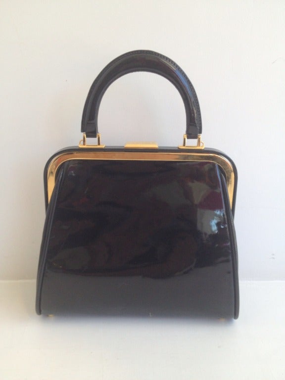 Christian Dior Leopard Print and Patent Handbag In Excellent Condition In San Francisco, CA