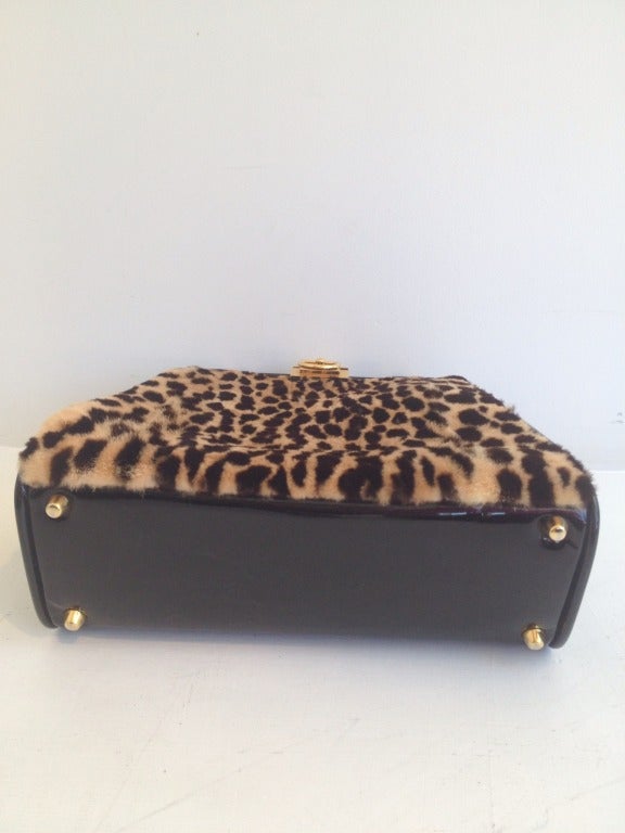 Christian Dior Leopard Print and Patent Handbag 1