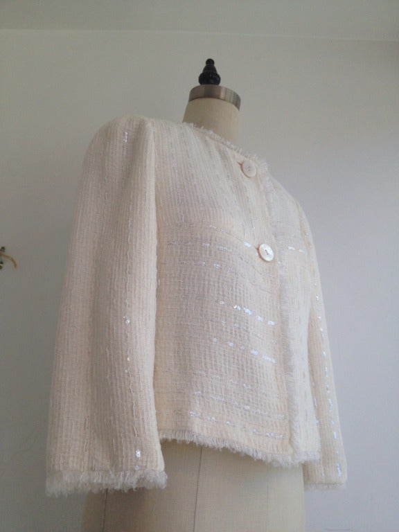 white chanel crop top jacket