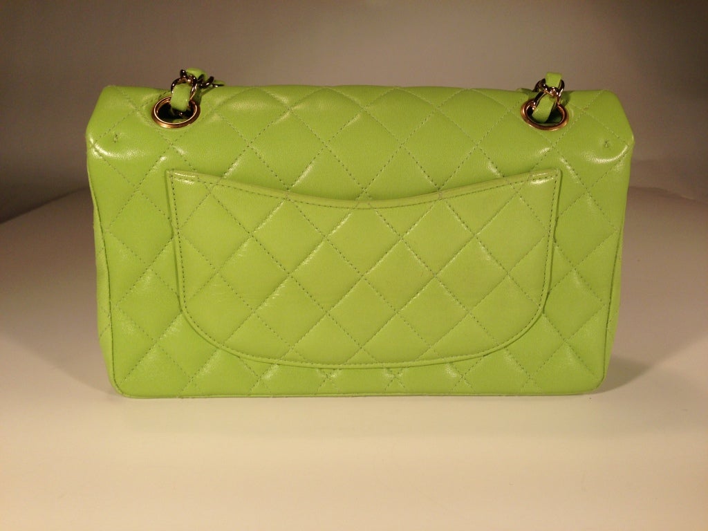 Classic Lime green Quilted Chanel Bag