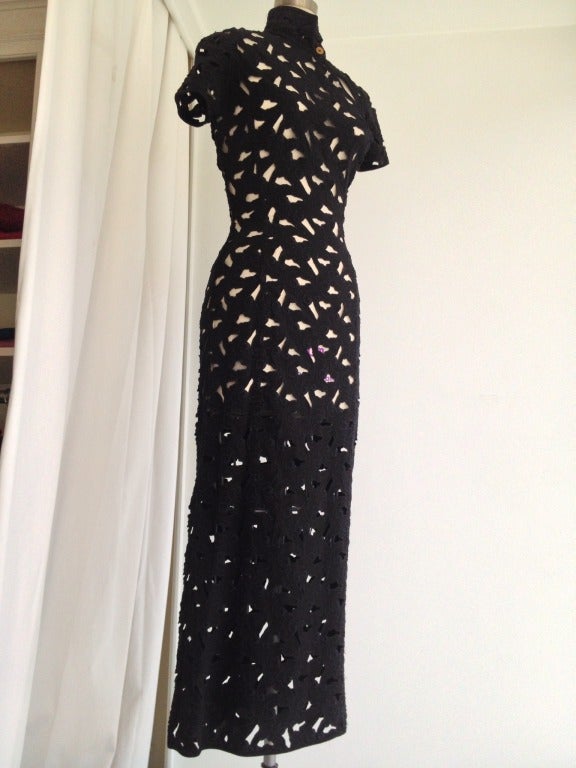 Gaultier Black Lace Kimono Dress In Good Condition In San Francisco, CA