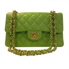 Classic Lime green Quilted Chanel Bag