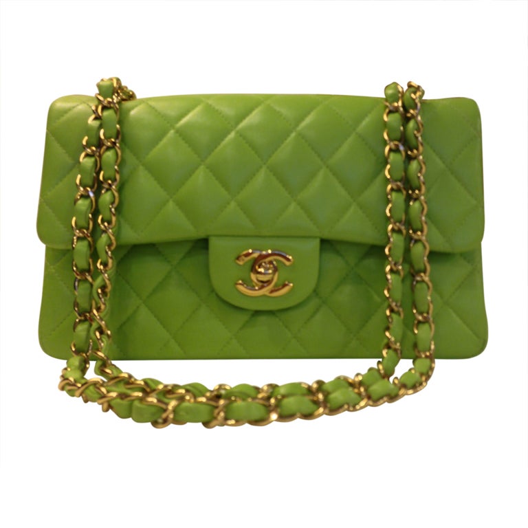 Classic Lime green Quilted Chanel Bag at 1stdibs