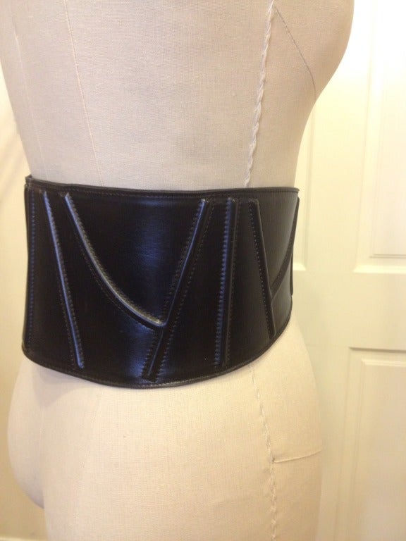 Black Alaia Wide Leather Belt